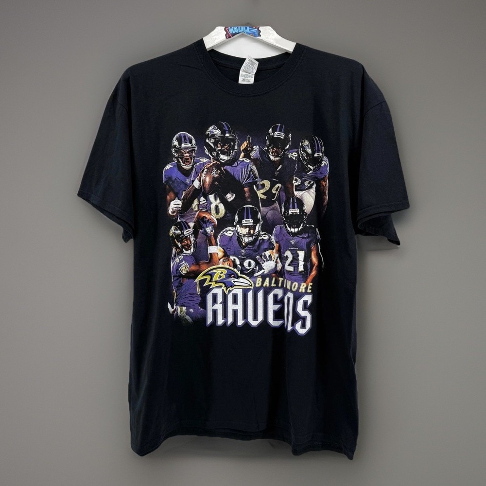 Baltimore Ravens Lamar Jackson 2019 MVP Roster Tee Mens XL Black Double Sided